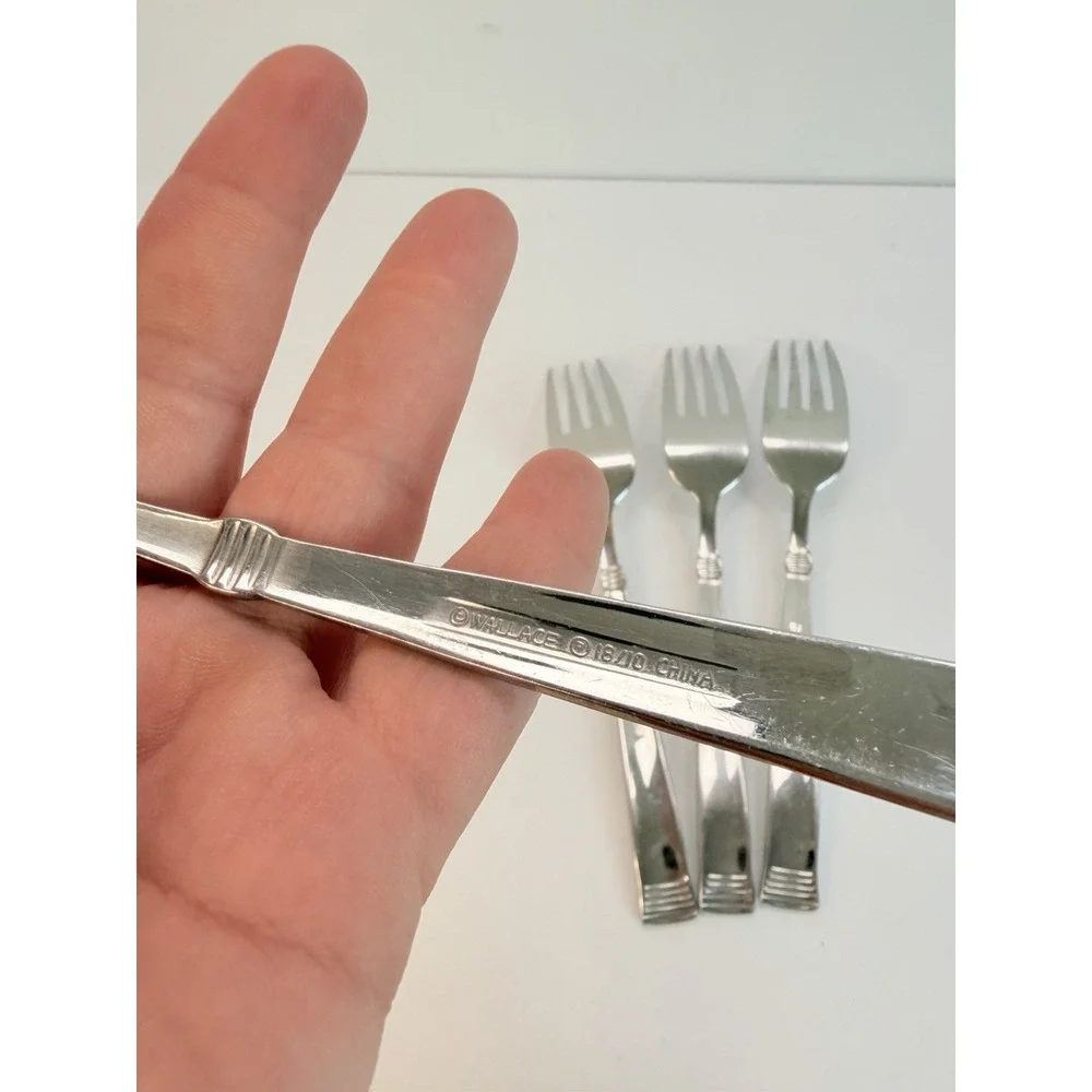 Dinner Forks Wallace Napoli Stainless Flatware Glossy Lot Of 4 Replacements